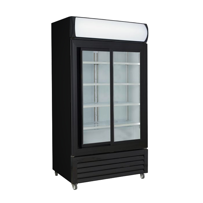 Thermaster 2NDs: Thermaster Two Sliding Glass Door Colourbond Upright Drink Fridge Black - LG-1000SDBP-QLD200