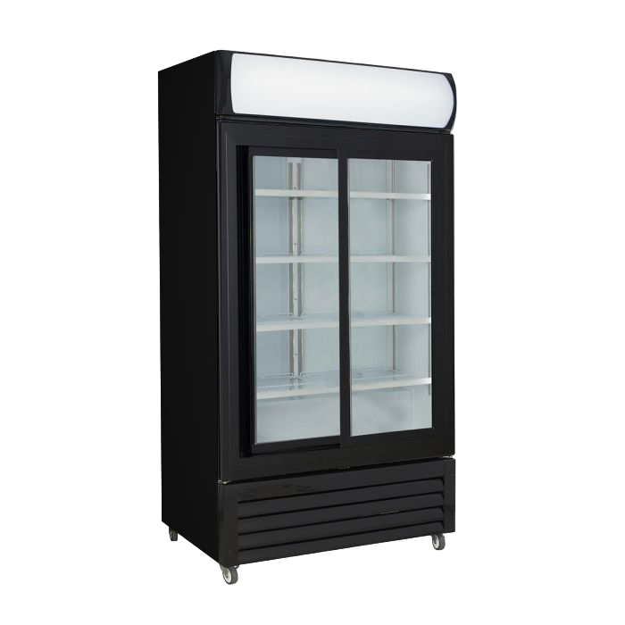 Thermaster Thermaster Two Sliding Glass Door Colourbond Upright Drink Fridge Black LG-1000SDBP