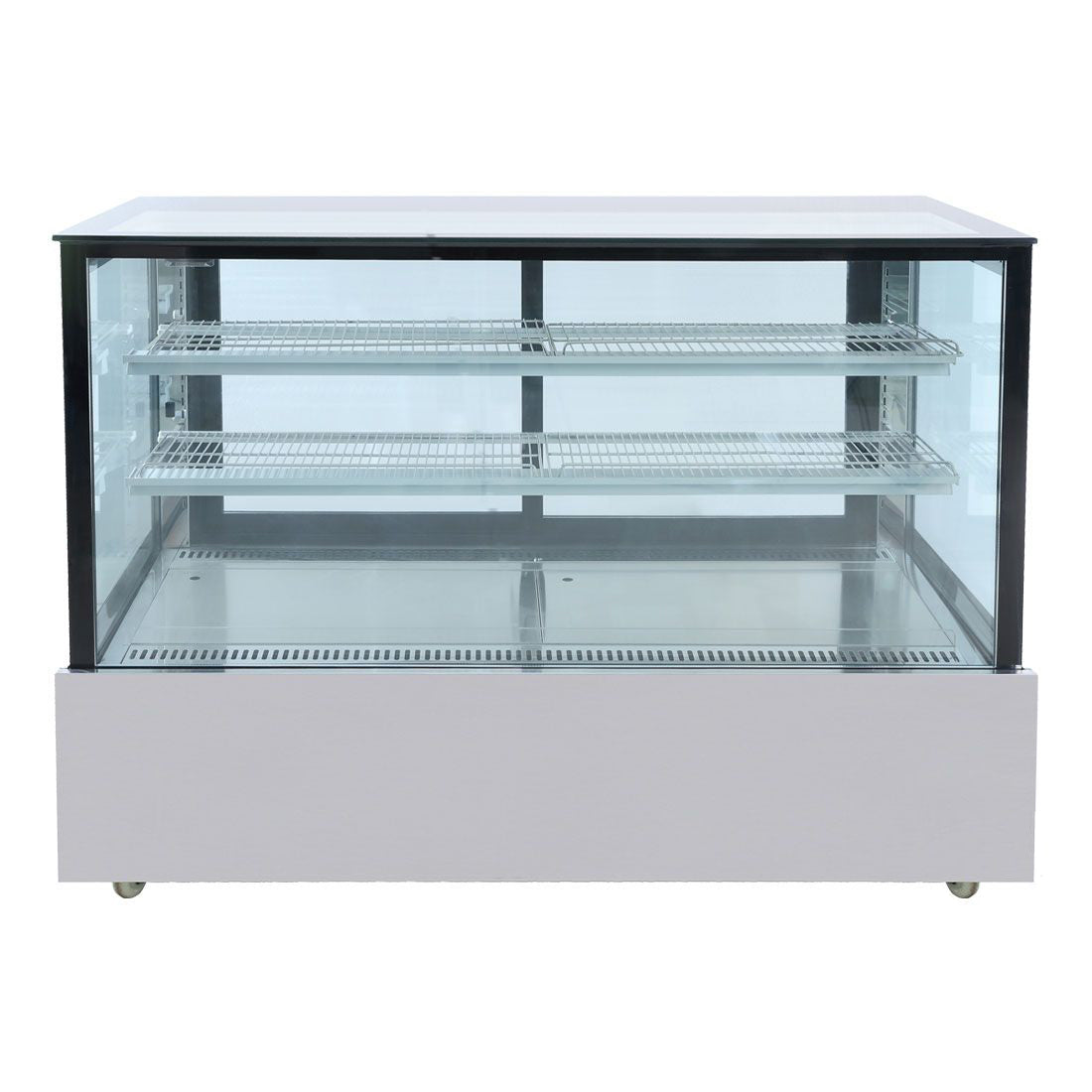 Bonvue SSU150-2XB Black Trim Square Glass Cake Display 2 Shelves 1500x700x1100