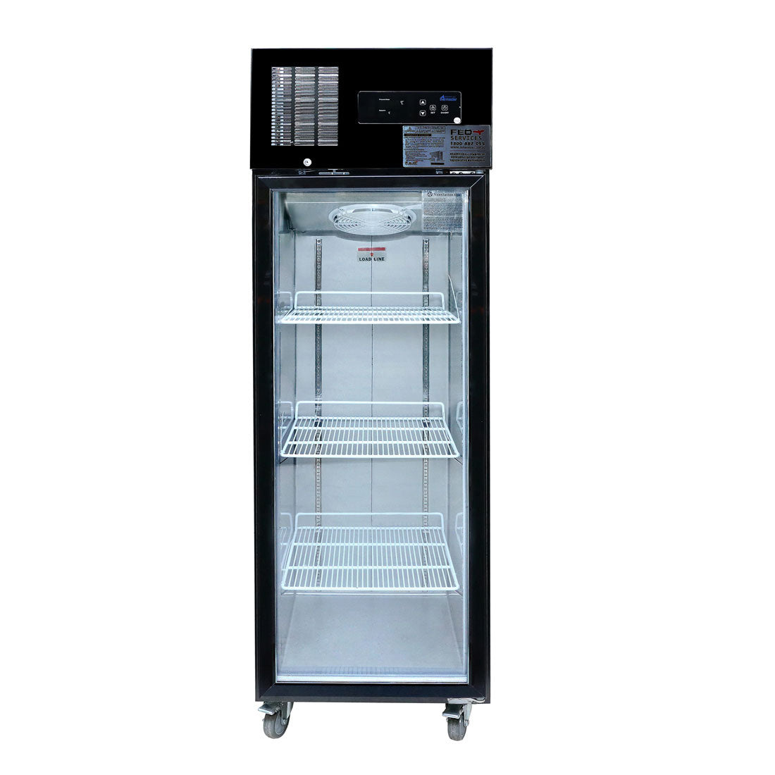 Thermaster 2NDs: Thermaster Single Glass Door Upright Fridge Black Stainless Steel SUCG500B-QLD239