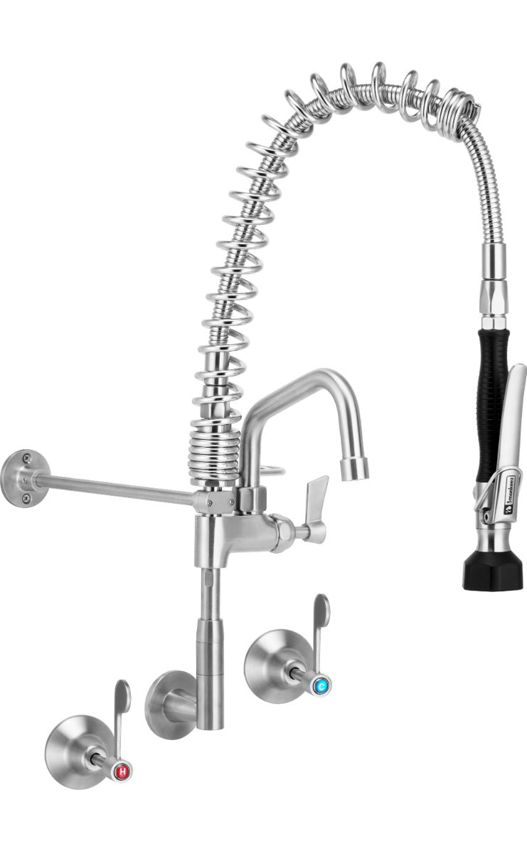 Compact Stainless Steel Wall Stops And Elbow Pre Rinse Unit With 6" Pot Filler T-3M53816-C