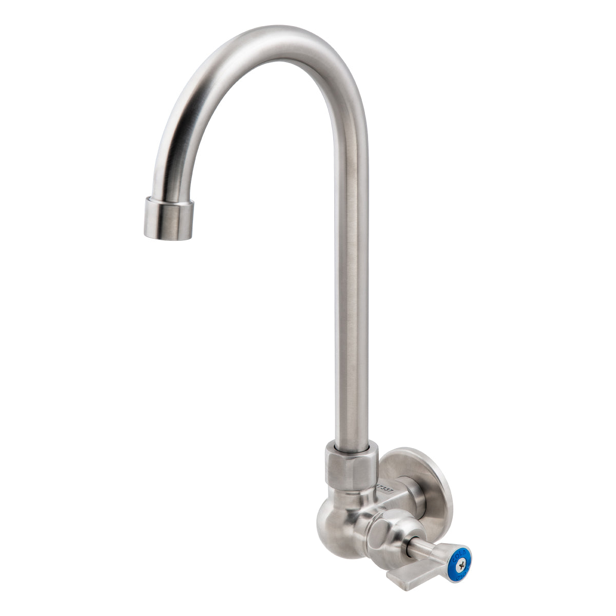 Stainless Steel Single Wall Mount Body with Single Control and 12" Gooseneck Swivel Spout