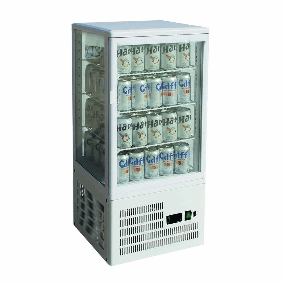 Thermaster 2NDs: Thermaster Four-Sided Countertop Beverage Display Fridge White TCBD78W-QLD126