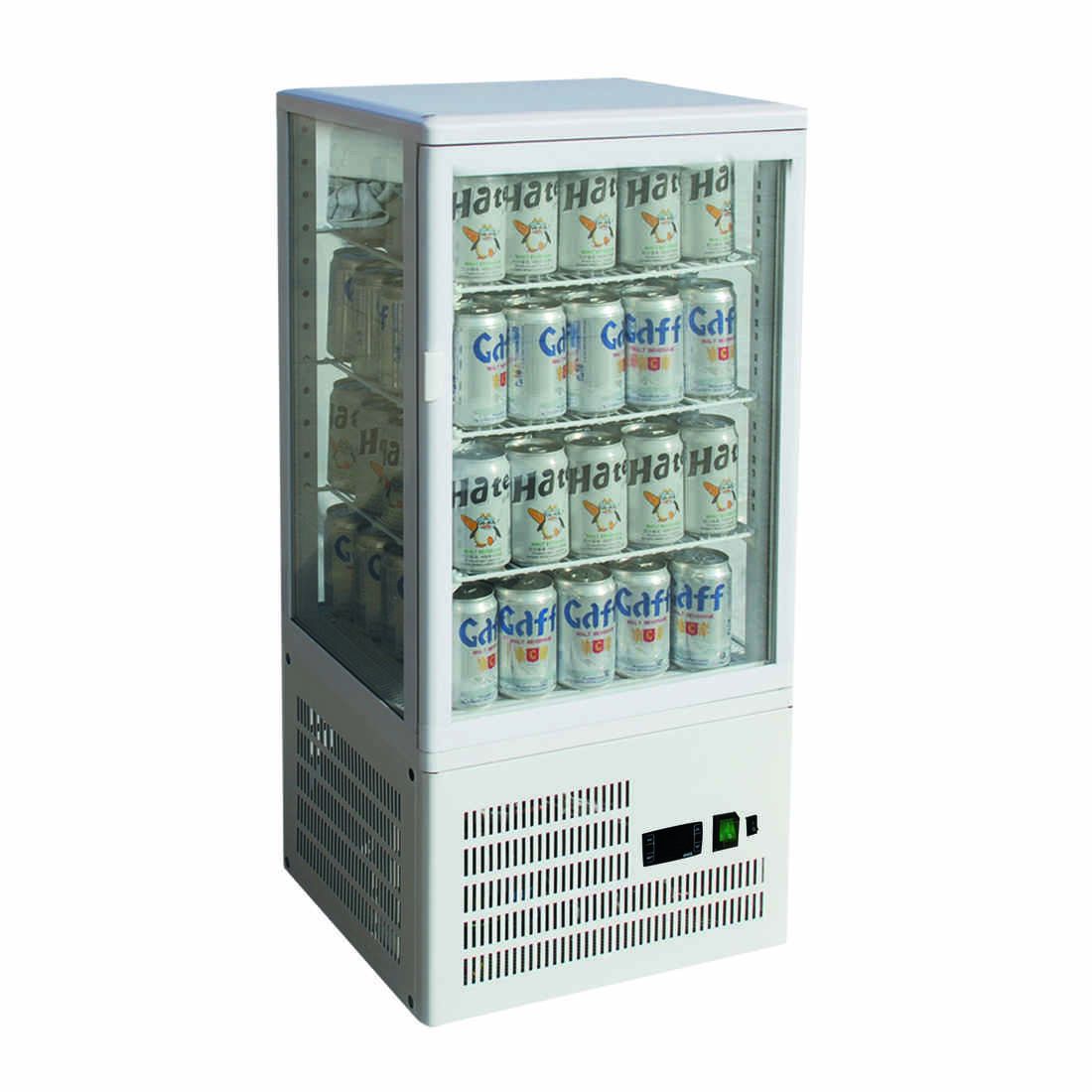 Thermaster 2NDs: Thermaster Four-Sided Countertop Beverage Display Fridge White TCBD78W-NSW1808