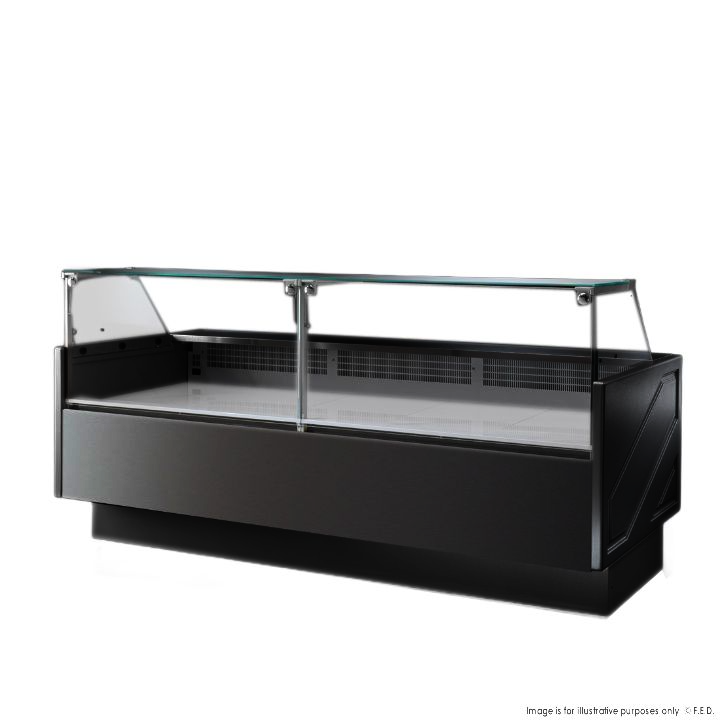 Tecnodom Serie MR9.5 Black 2480mm Wide Deli Display with Storage and Castors TDMR-0925B