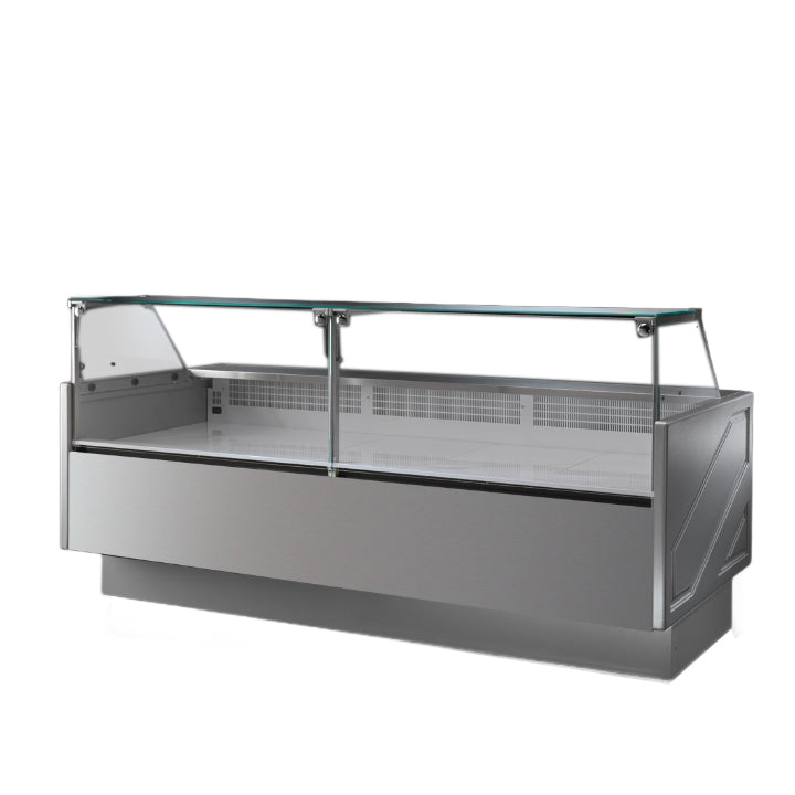 Tecnodom Serie MR9.5 Silver 2480mm Wide Deli Display with Storage and Castors TDMR-0925