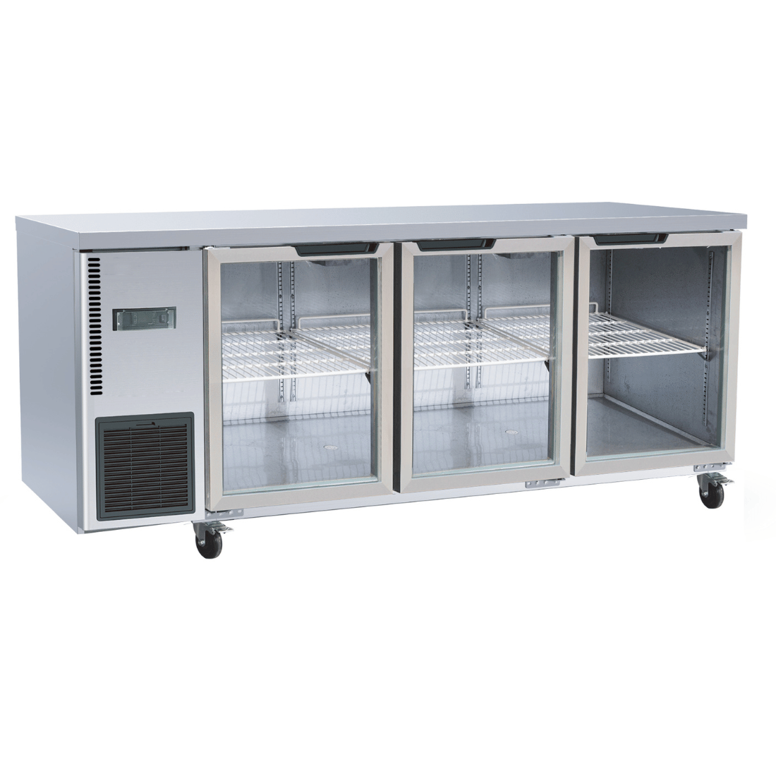 Thermaster Stainless Steel Triple Glass Door Workbench Fridge - TL1800TNG-3D