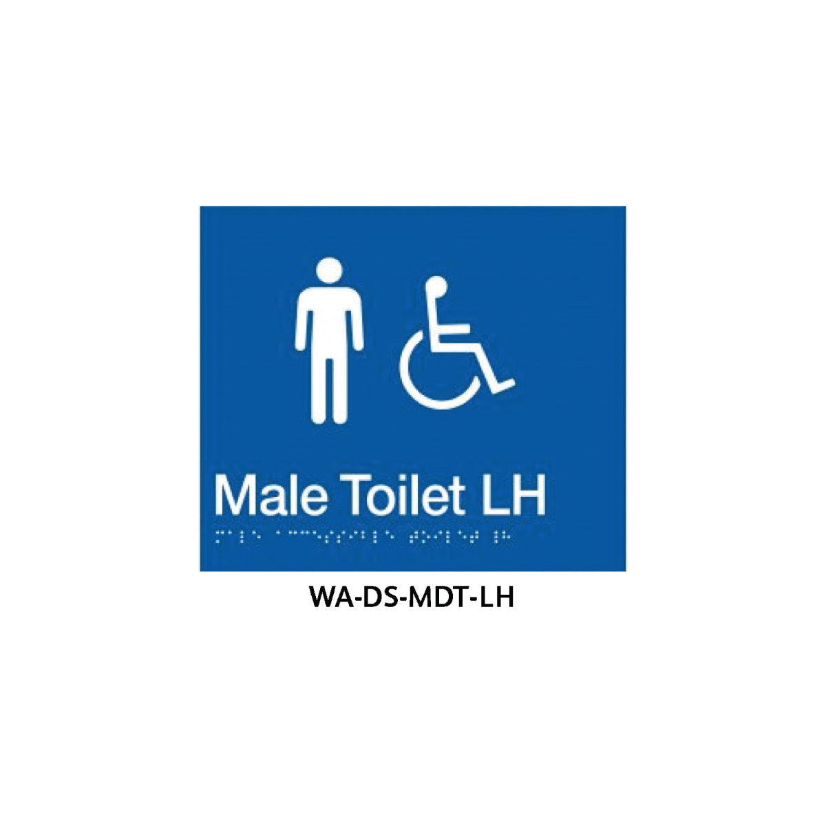 Braille Sign Male Disabled Toilet LHS (Blue)