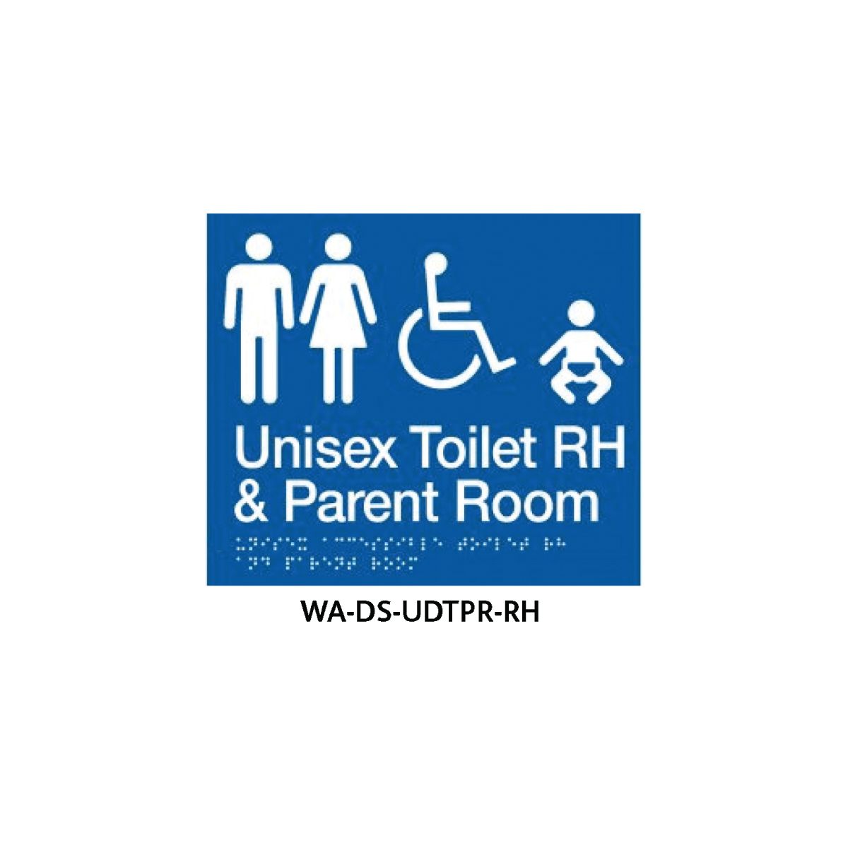 3monkeez   Braille Sign Unisex Disabled Toilet and Parent Room RHS (Blue) WA-DS-UDTPR-RH