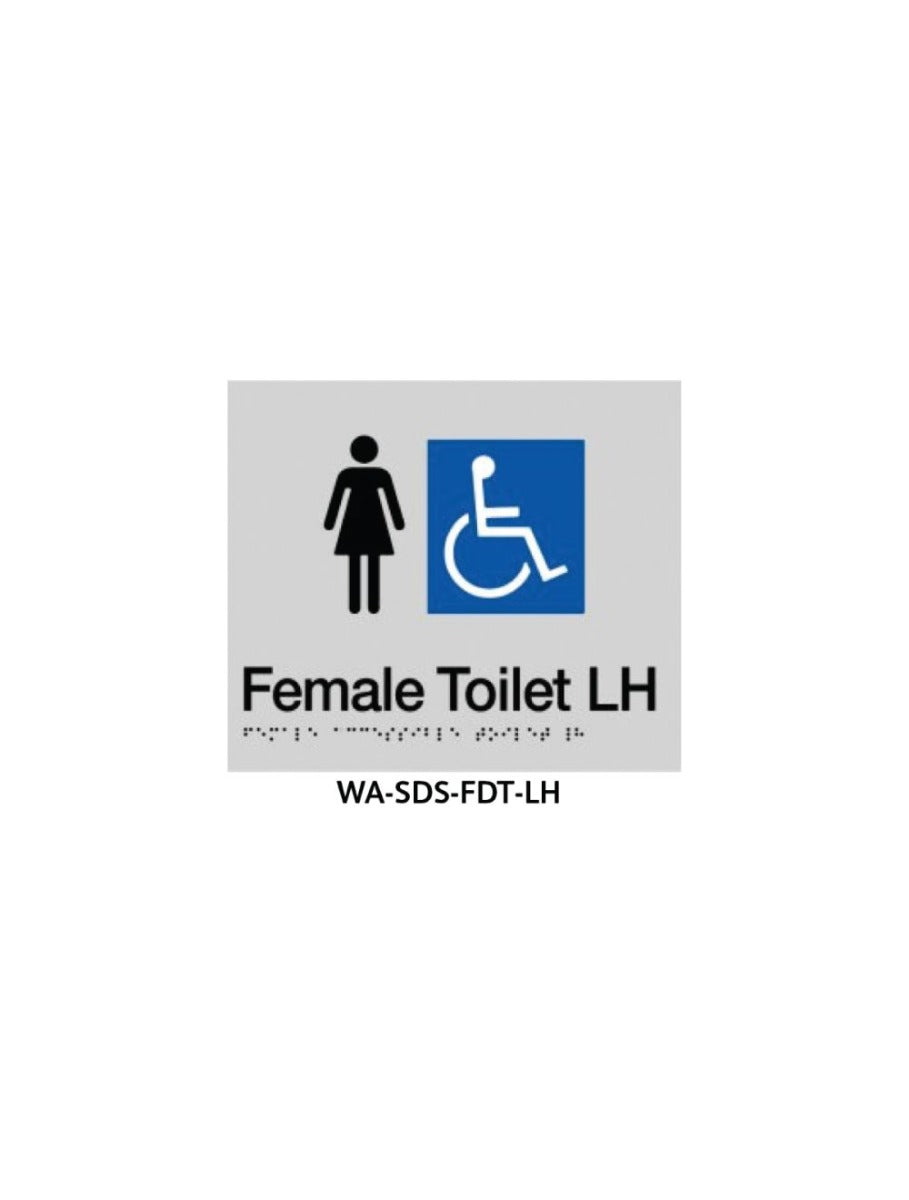 Braille Sign Female Disabled Toilet RHS (Silver)