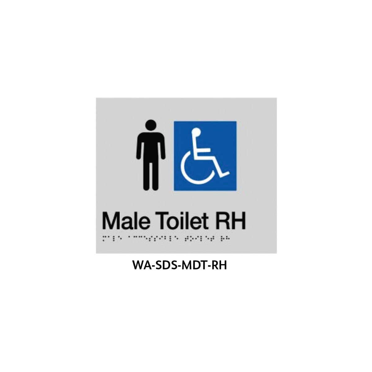 3monkeez   Braille Sign Male Disabled Toilet RHS (Silver) WA-SDS-MDT-RH