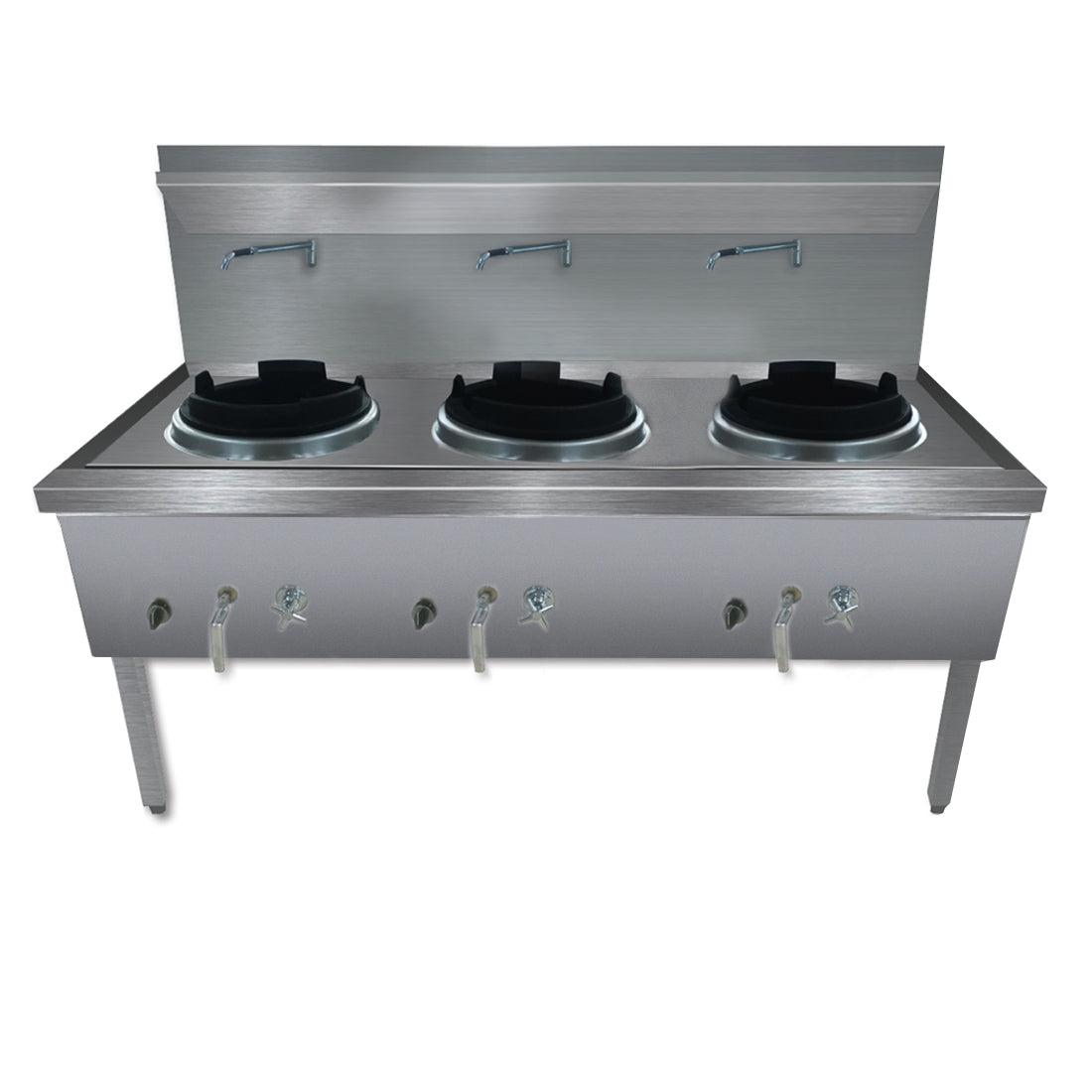 WW-3L Stainless Steel Waterless LPG Gas Triple Wok