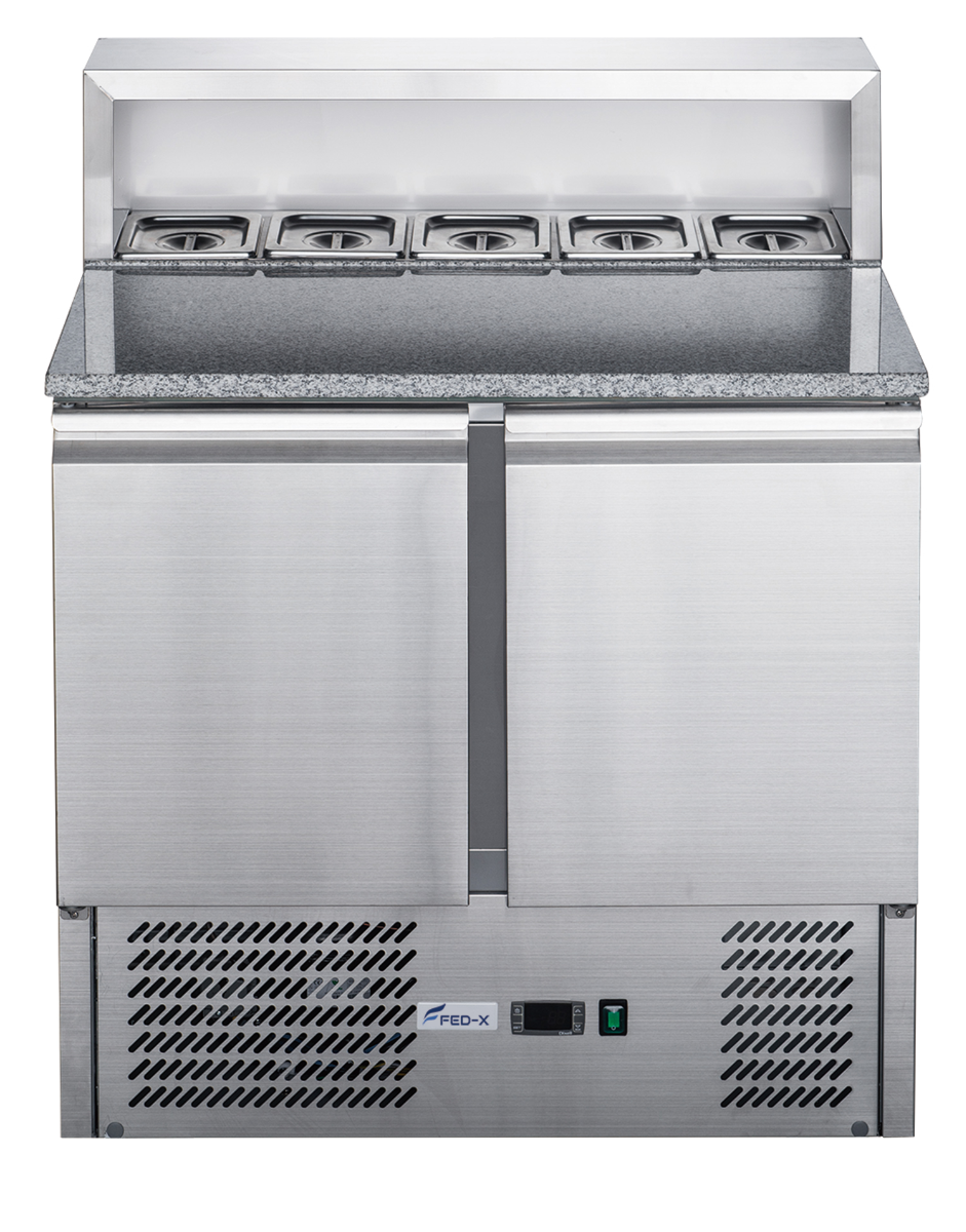 FED-X Two Door Salad Prep Fridge with Marble Top - XGNS900E