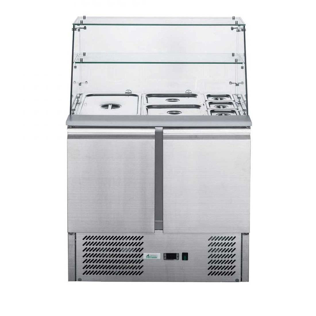 FED-X FED-X Two Door Salad Prep Fridge with Glass Top - XS900GC