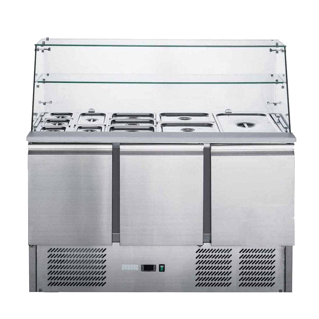 FED-X FED-X Three Door Salad Prep Fridge with Glass Top - XS903GC