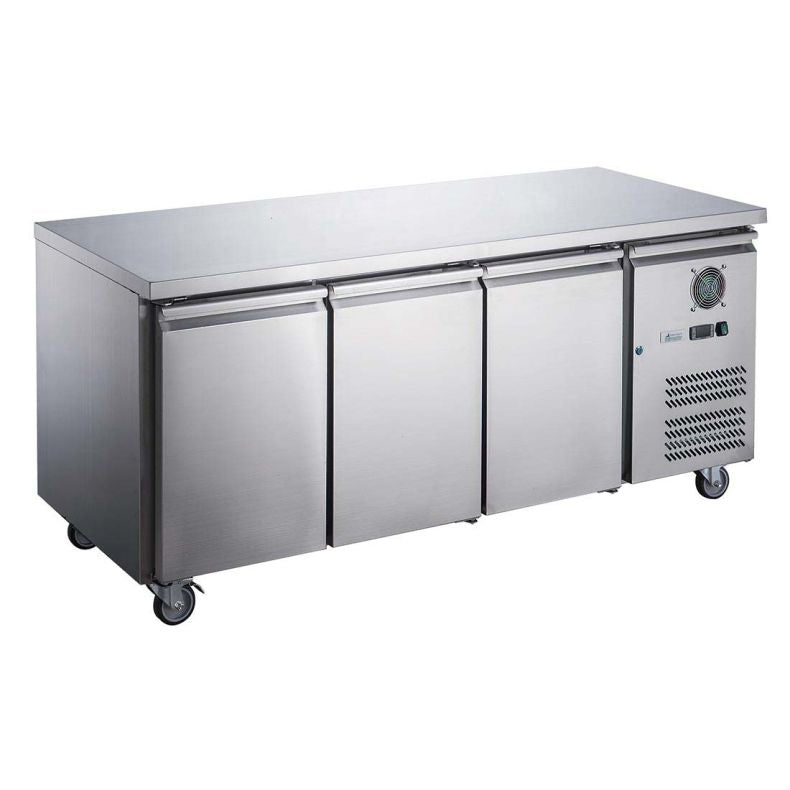 FED-X Stainless Steel Three Door Bench Freezer - XUB7F18S3V