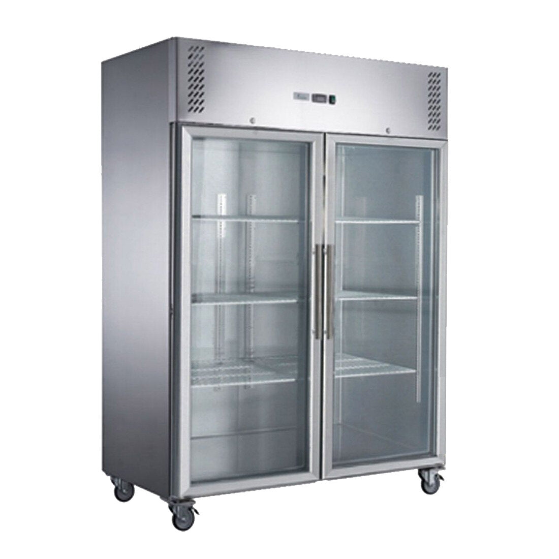 FED-X Ex-showroom: FED-X S/S Two Full Glass Door Upright Fridge XURC1410G2V-NSW1693